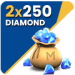 2x 250 Diamonds (500 Diamonds) (MY)